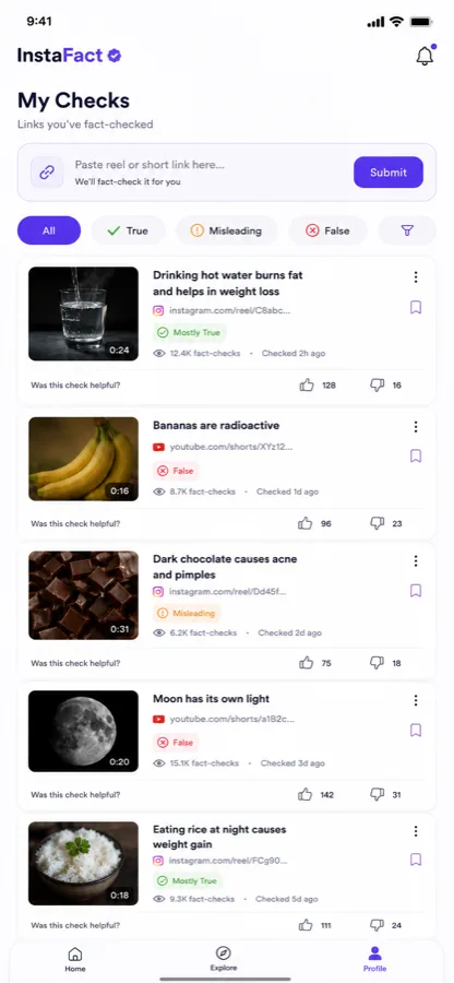 Paste a link screen